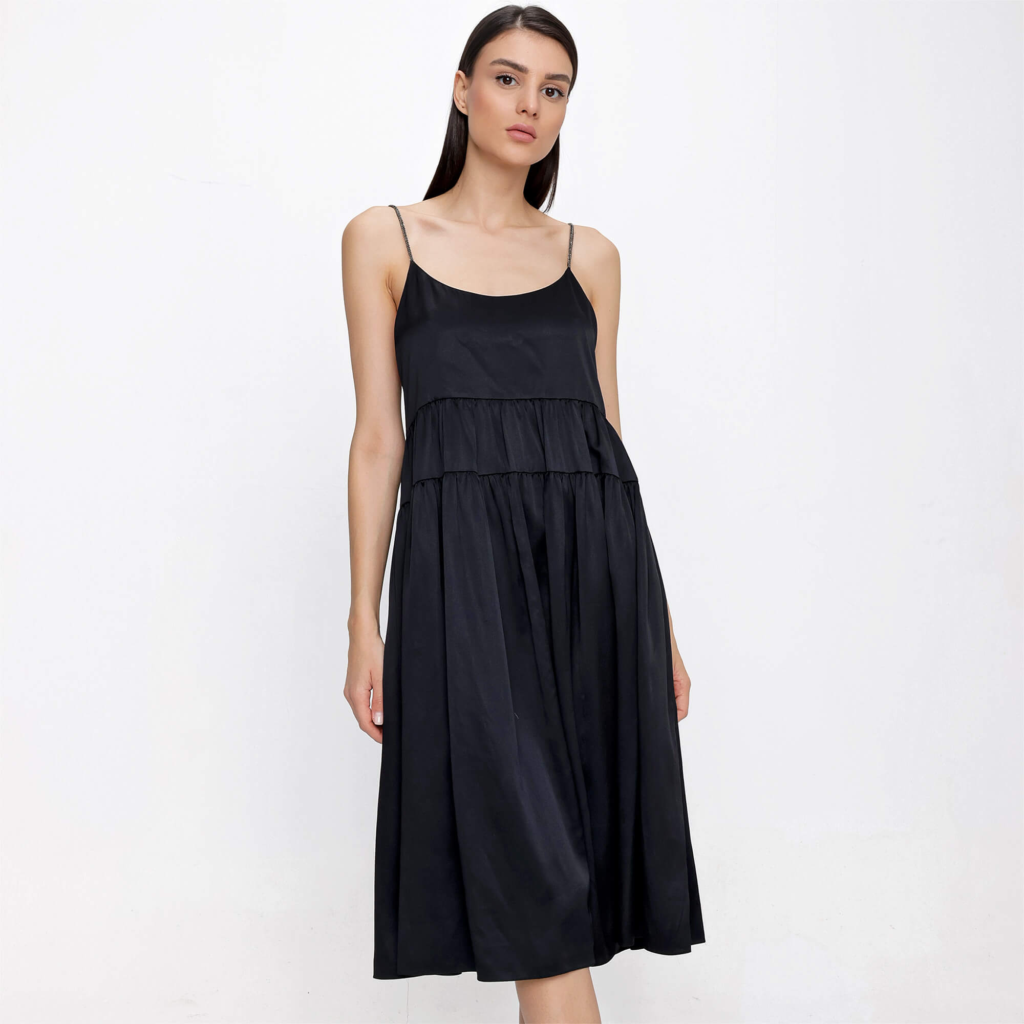 Yves Saint Laurent - Black Chain Embroidered Strap Dress